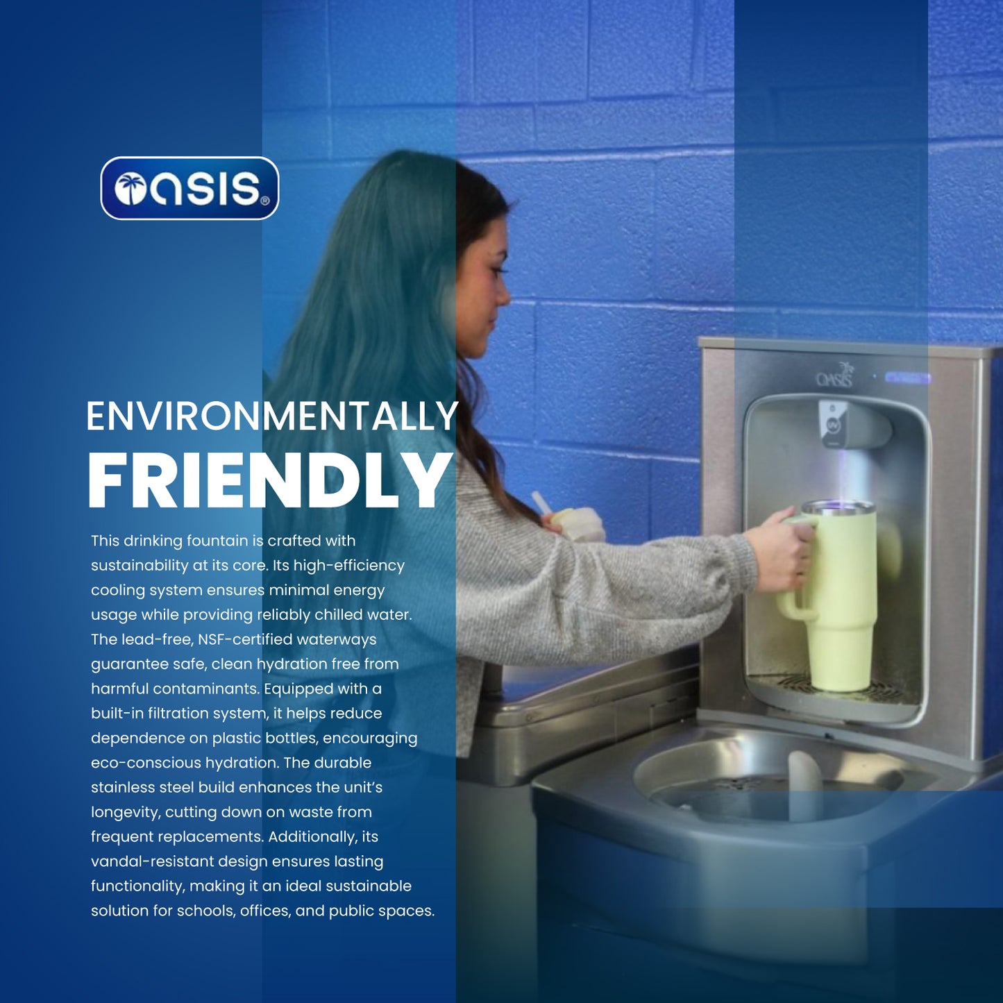 OASIS VersaCooler OPGV8FEBFSTN Indoor Water Cooler Bottle Filling Station Stainless - WITH VERSAFILTER
