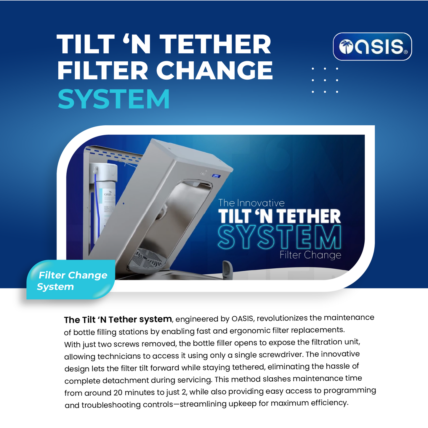 OASIS VersaCooler OPGV8FEBFSTN Indoor Water Cooler Bottle Filling Station Stainless - WITH VERSAFILTER